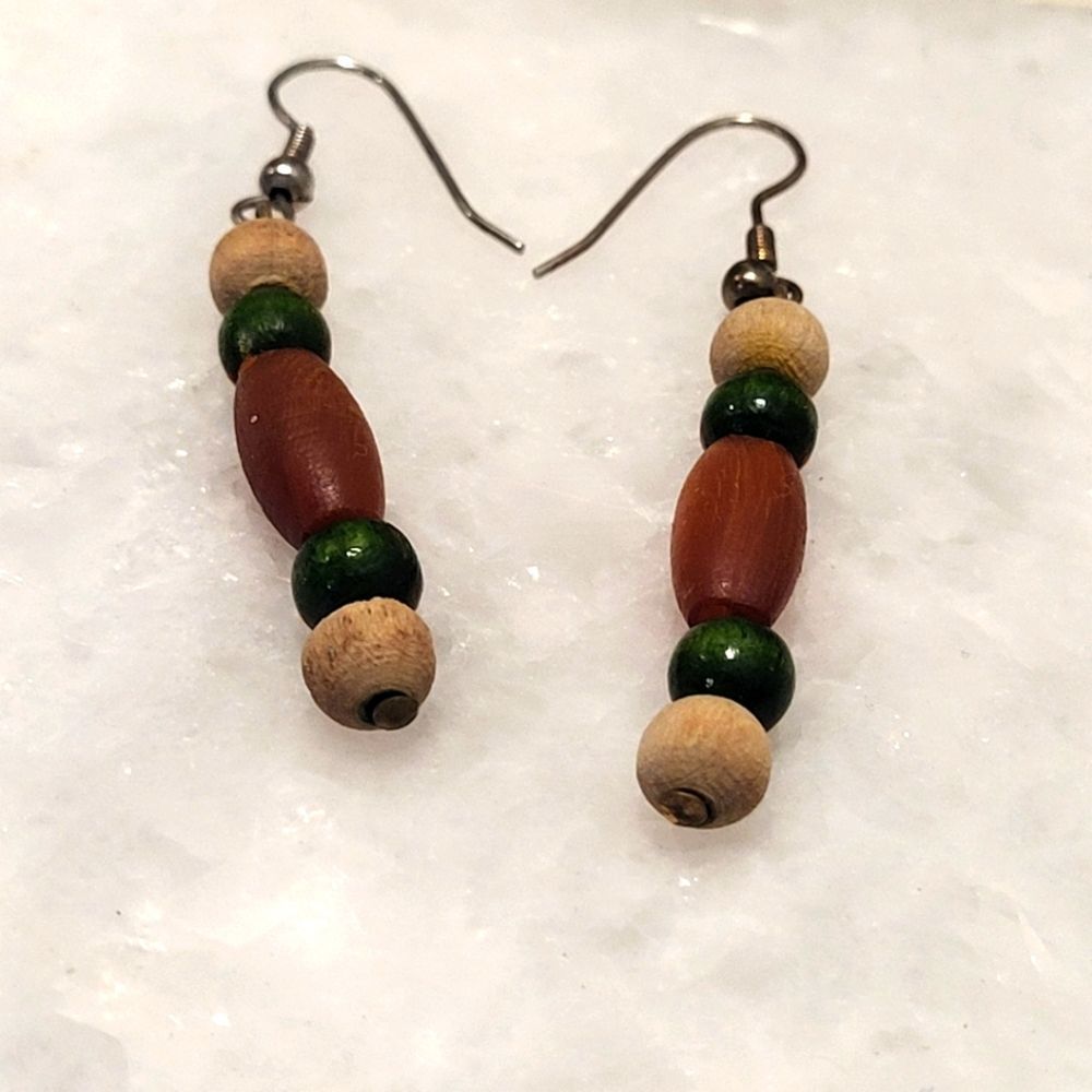 Handmade Boho Beaded Earrings, 2"
